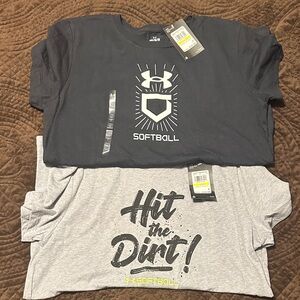 Under Armour Softball Tees - black and Light Gray